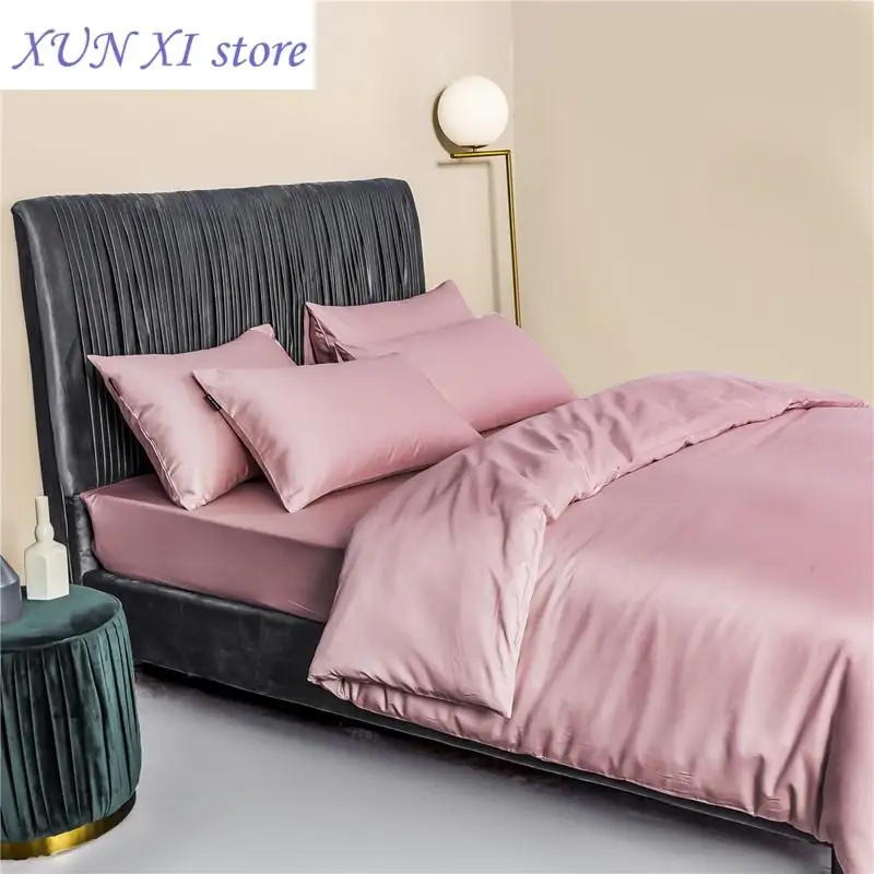 New Nordic Pink Egyptian Cotton Bedlinen Duvet Cover Ru Europe Queen King Double Size Bedding Set 600 Thread Count Fitted Sheet