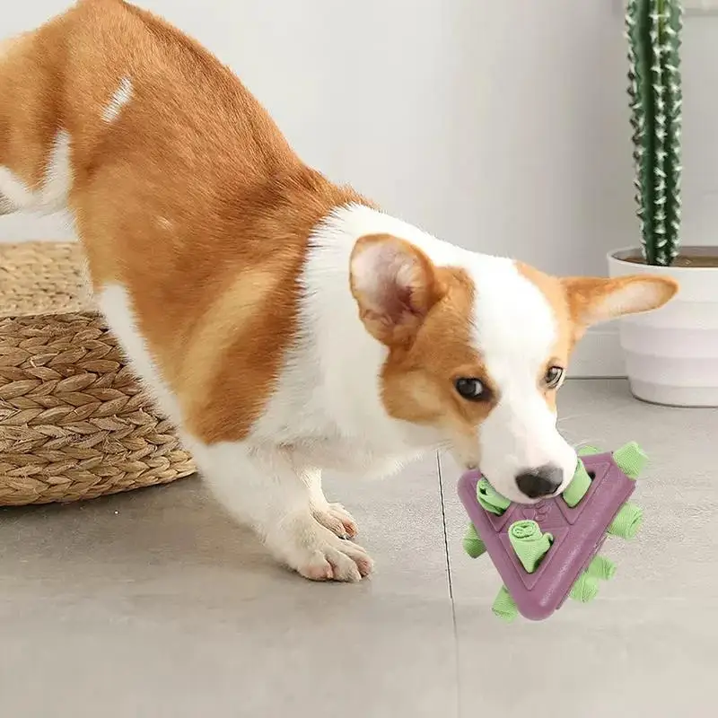 

Dog Teething Toy Pyramid Shape Dog Food Dispenser Bite-Resistant Pet Puppy Puzzle Toy For Small Medium Large Sizes Pet