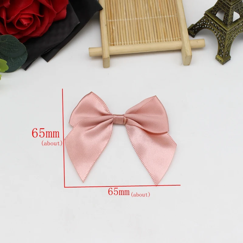 20/50PCS 65*65mm Satin Ribbon Bows Craft Bows Pink White Small Flower Gift Tie Wedding Decoration Bow Bowknot DIY Birth Party