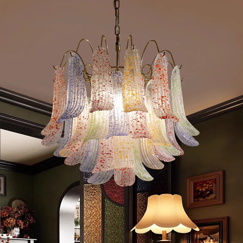 

Glass chandelier retro color art bedroom light creative medieval lamps