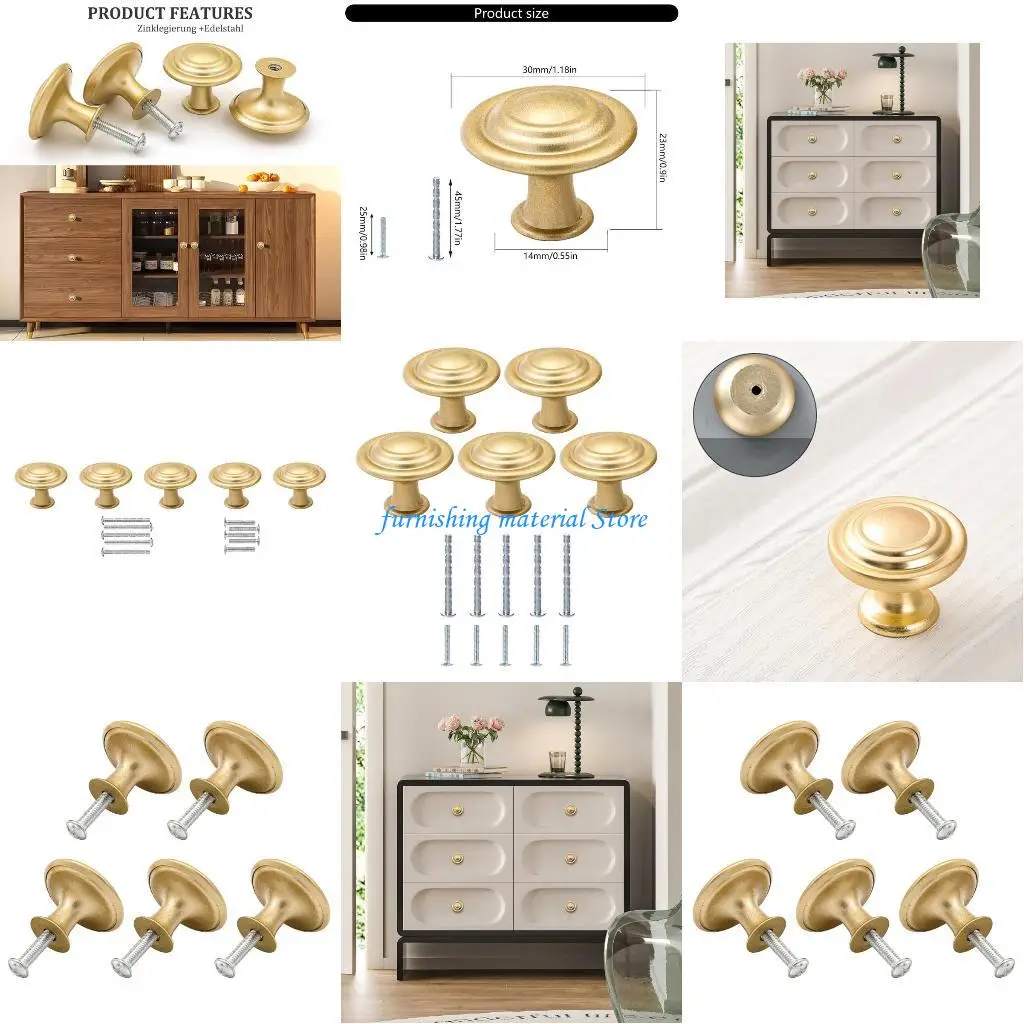 

Y5GD 5pcs Decorative Gold Door Knobs for Cabinets and Drawers Household Use