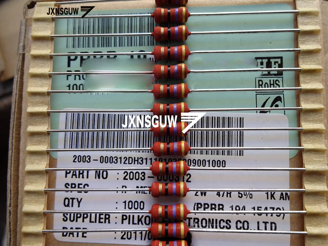 20PCS PILKOR BC PR02 1% 5% 2W 2.2R 0.39R 47R 56R 100R 220R 560R 750R 1.5K 1K 2K 3K 51K 68K 150K 220K 470K film resistors 3.6x9MM