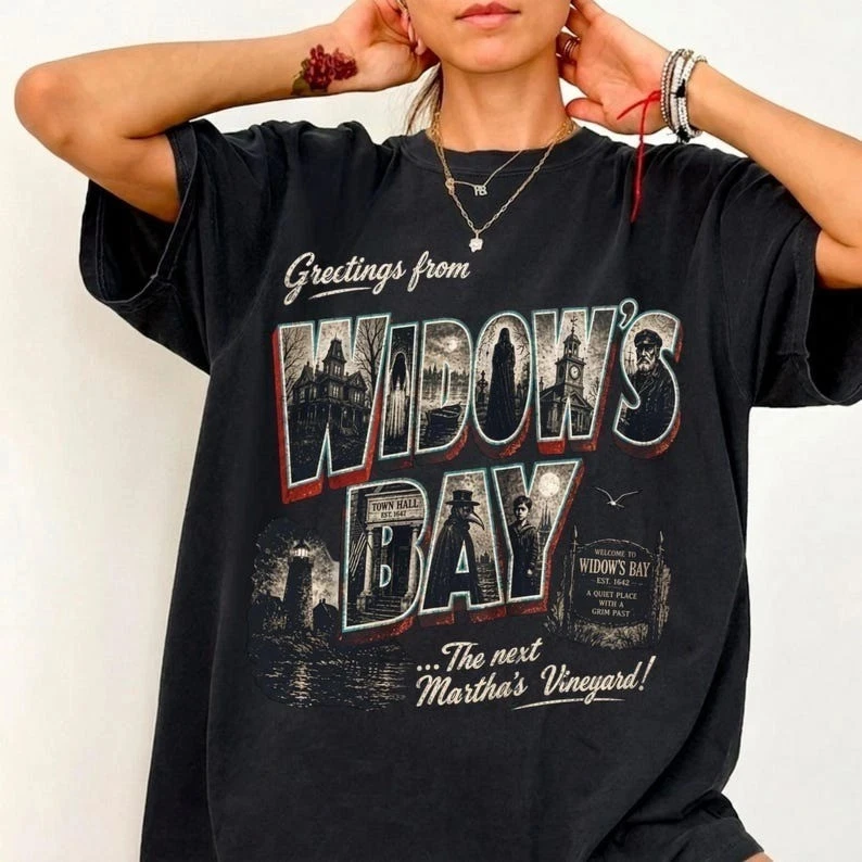 Greetings From Widow’s Bay Horror Movie Shirt Vintage Horror Graphic Tee Short Sleeve T-shirts for Unisex All-Season