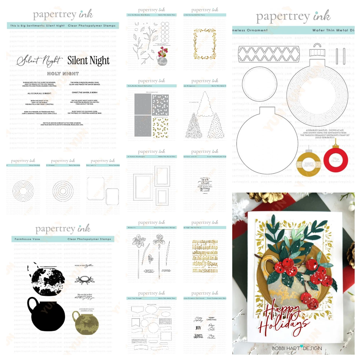 2025 October Reflections: John Sentiments: Silent Night Stamps Dies Holly Berries Stencils Die DIY Scrapbook Christmas Card Gift