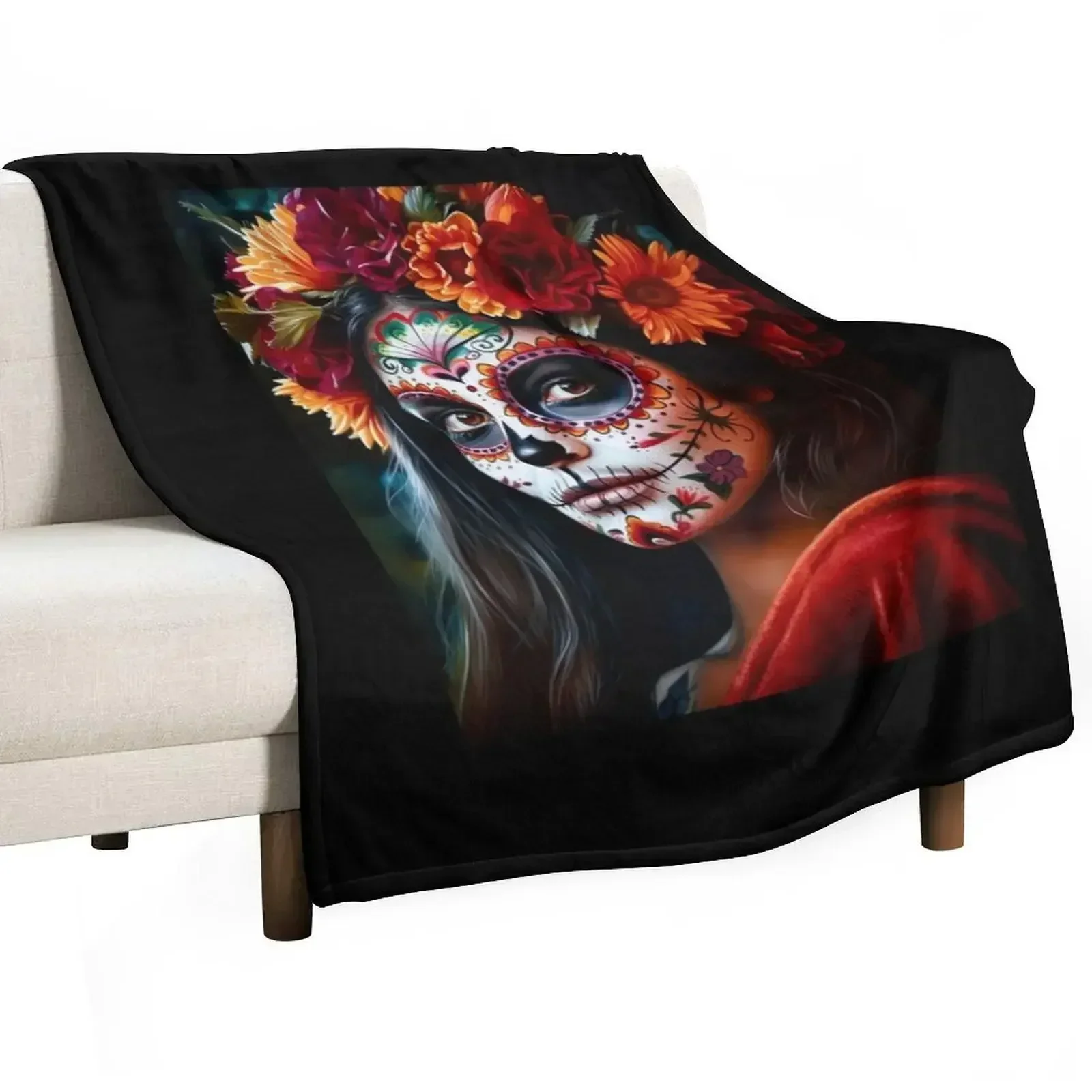 Dia de Los Muertos Throw Blanket Designers Plaid on the sofa Blankets