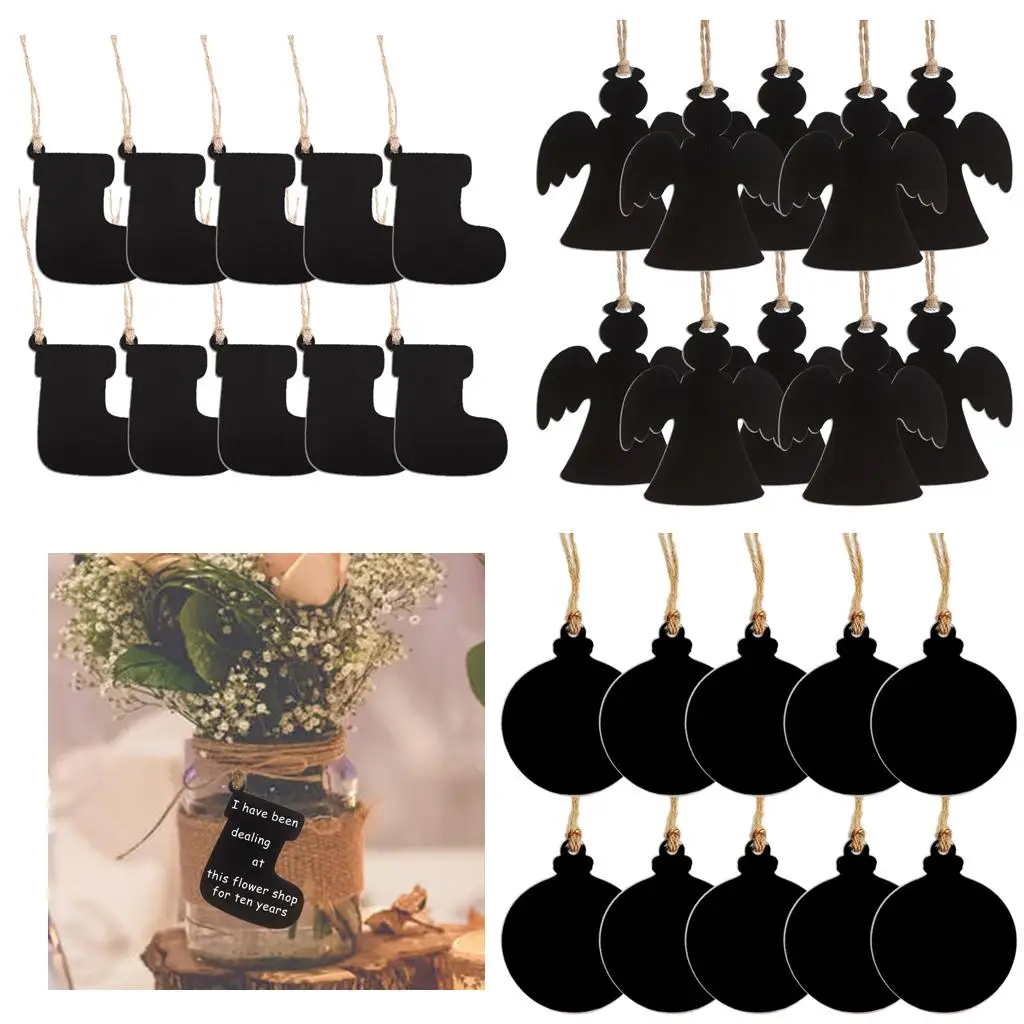 10pcs Hanging Wooden Mini Blackboard Signs Kitchen Message Memo Chalk Board DIY Price Tags Label Sign