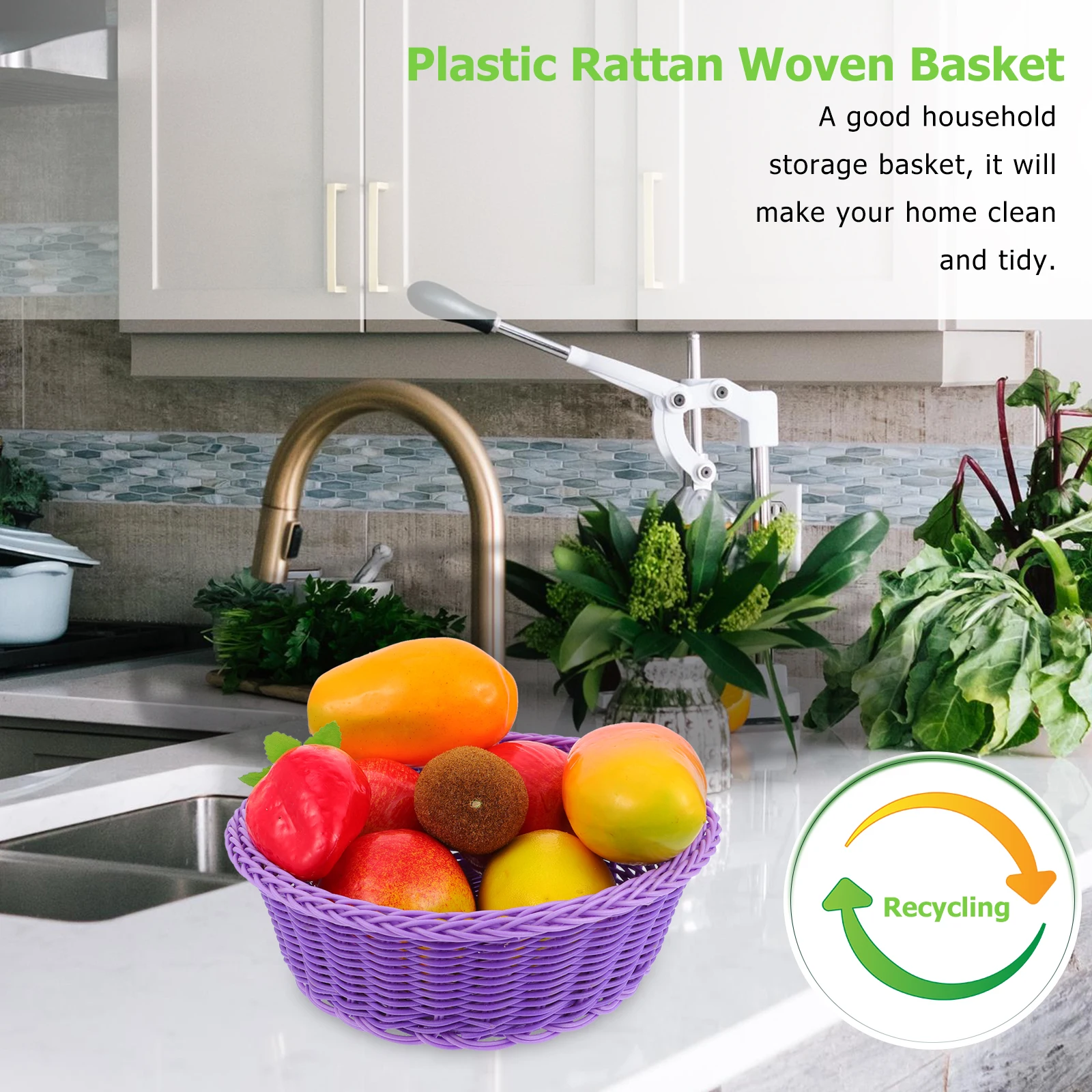 

Plastic Bamboo Fruit Baskets Rattan Woven Storage Containers Bread Snack Home Office Decor Bright Shiny Household
