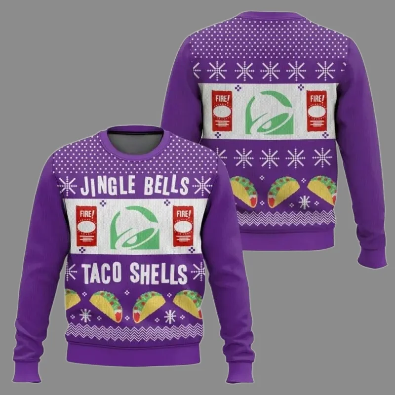 تاكو بيل سترة قبيحة مضحك عطلة حفلة البلوز الدافئة دافئ حجم كبير عيد الميلاد البلوز للرجال النساء أفكار هدية الكريسماس الأرجواني #3