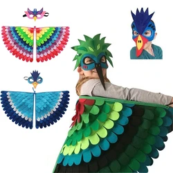 Children's Cosplay Halloween Owl Peacock Cosplay Costumes Animal Bird Wings Cloak Mask Felt Cape Carnival Dress Up