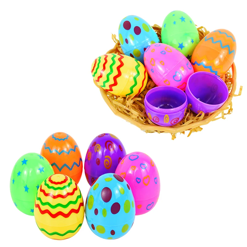 12/24Pcs Colorful Plastic Easter Eggs Easter Fillable Empty Eggs Candy Gifts Packaging Box Easter Decorations For Home Kids Gift