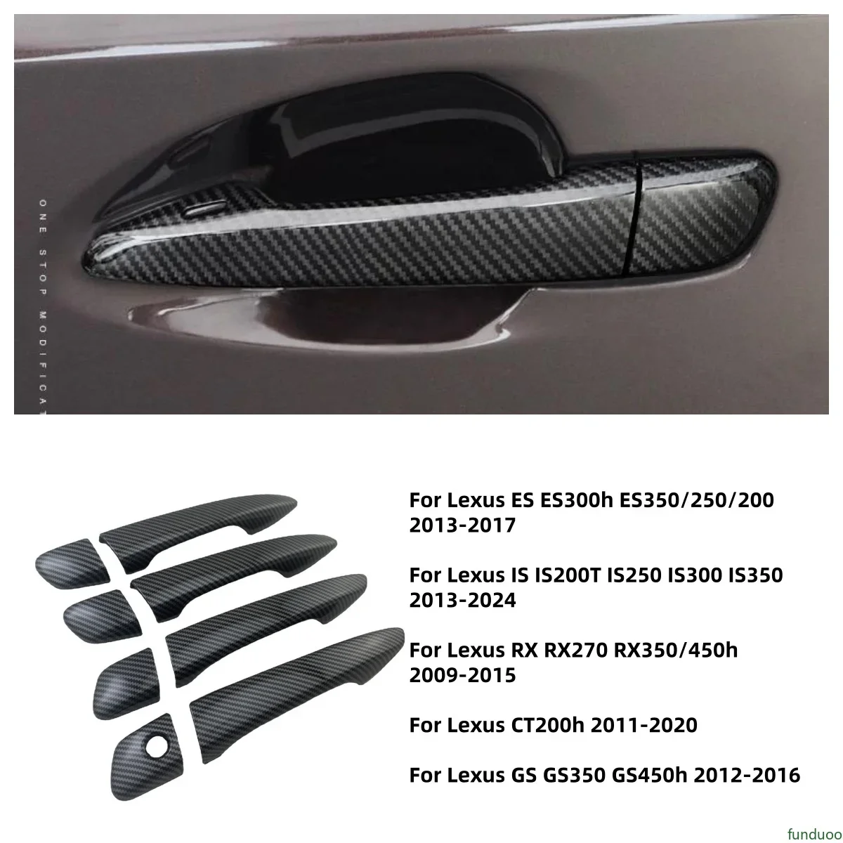 Carbon Fiber Black Car Door Handle Cover Stickers Accessories For Lexus IS ES CT200h RX GS IS200T IS250 IS300 IS350 RX270 RX350