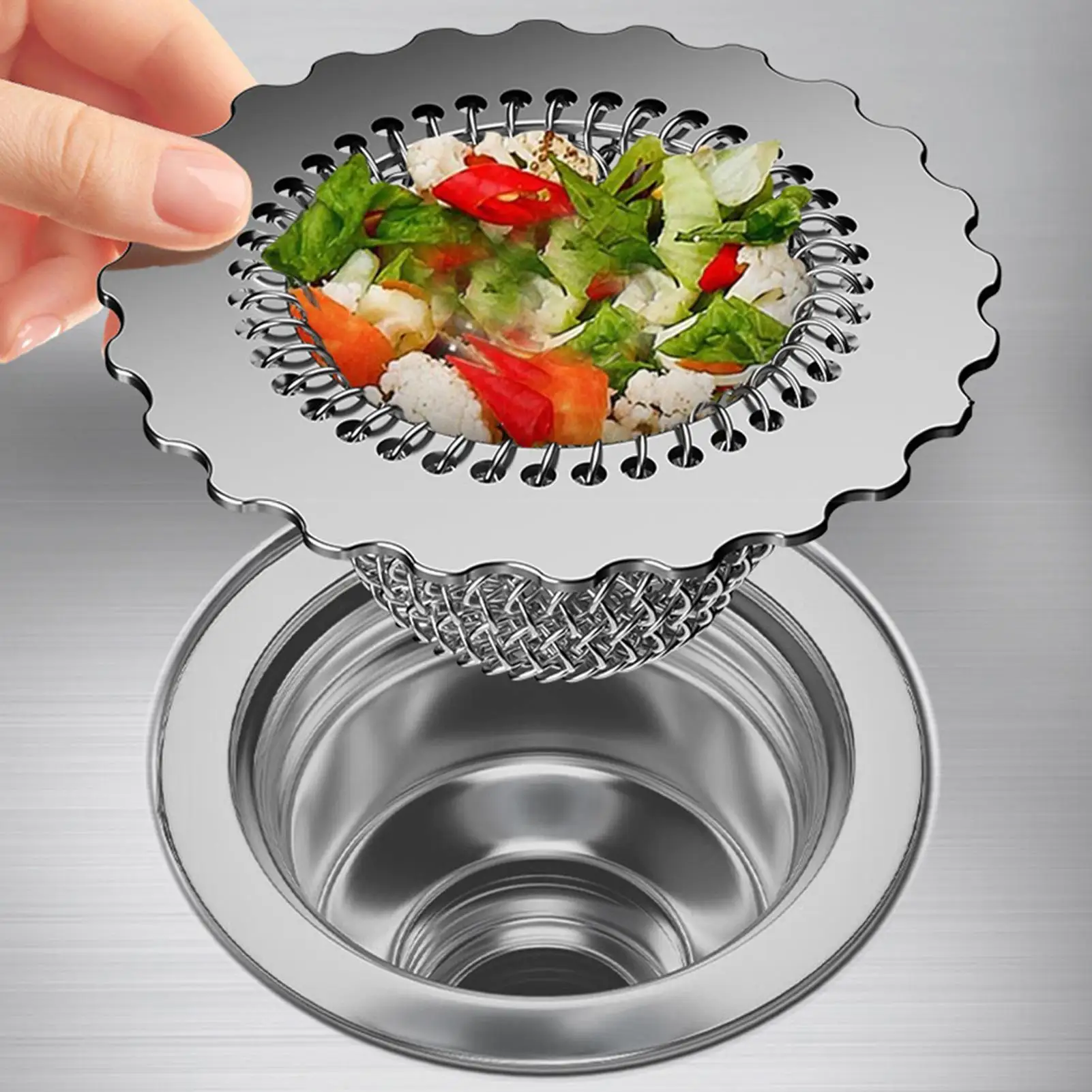 

Сливный фильтр для раковины, двусторонняя цепная сетка, корзина для улавливания еды, звено цепи, сливной фильтр для кухонной раковины для утилизации мусора