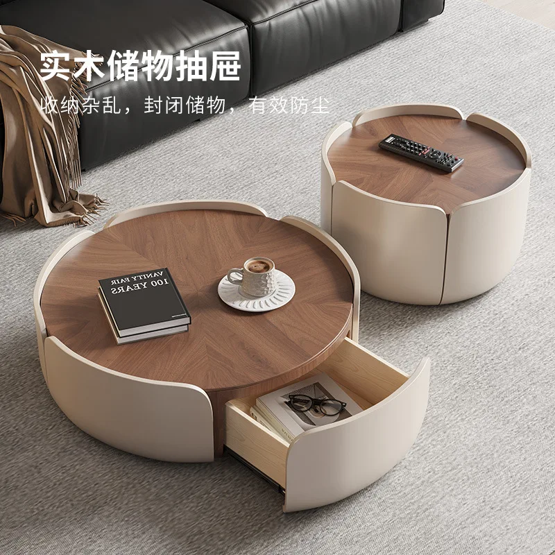 

French medieval style coffee table small apartment simple modern living room household walnut