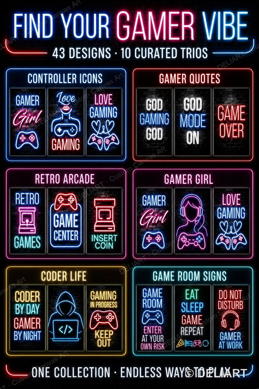 1 & 3 PCS Neon Gaming Quotes C - Smart Home Poster review and price