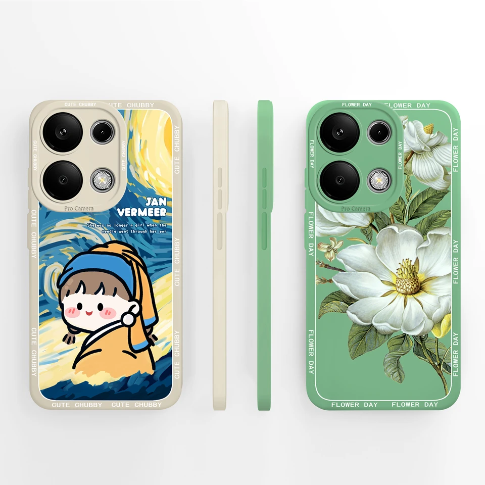 Cases For Xiaomi Redmi Note 13 Pro 13 Pro+ 4G 5G Beautiful Flower Liquid Anti-fall Shell For redmi note 13 pro plus note13 Coque