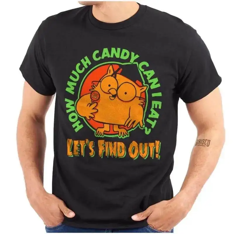 Halloween Tootsie Pop Mr Owl How Much Candy Womens or Mens Crewneck T Shirt Tee