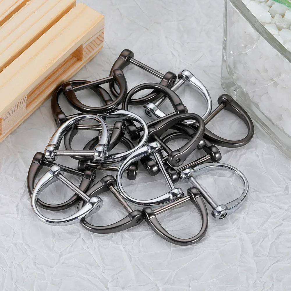 50pcs Horseshoe Clasp Metal Car Key Ring Horseshoe Buckle Zinc Alloy D-Type Buckle Metal Hardware Simple Practical Accessories