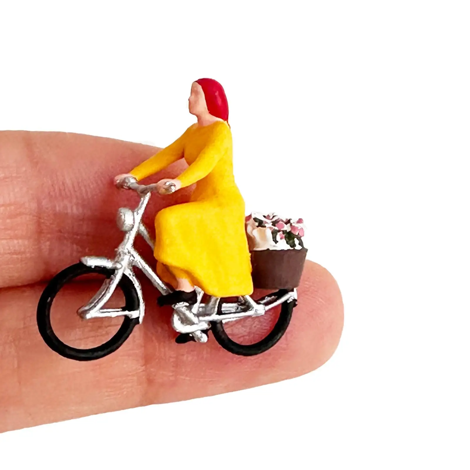 Modèle de fille à vélo à l'échelle 1/64, accessoire photo de collection, modèle de fille cycliste en résine, figurine de cycliste féminine miniature pour scène miniature