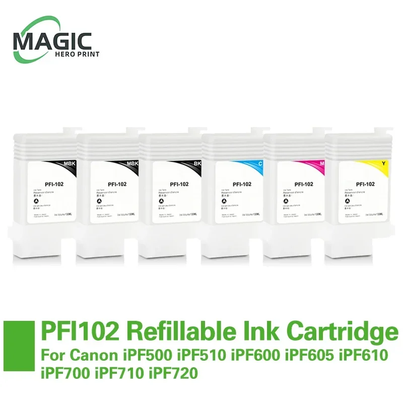 

PFI-102 PFI102 Refillable Ink Cartridge With Permanent Chips For Canon iPF500 iPF510 iPF600 iPF605 iPF610 iPF700 iPF710 iPF720