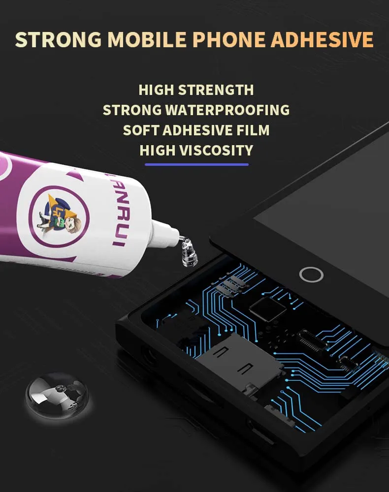 Lanrui i9 Strong 55ml Black Transparent Adhesive Glue For Mobile Phone Clear Contact Case Screen Frame Crystal Rapid Curing Tool