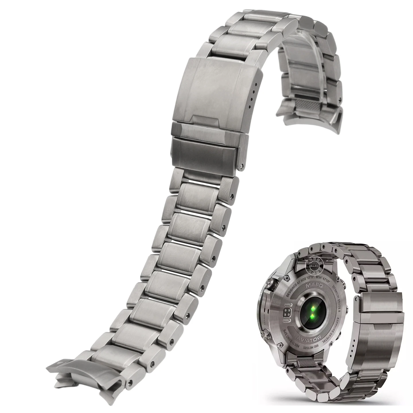 

Arc mouth stainless steel watchband for Garmin MARQ2/marq Pilot Leader Golf Green Water Gen2 titanium alloy strap 22MM bracele