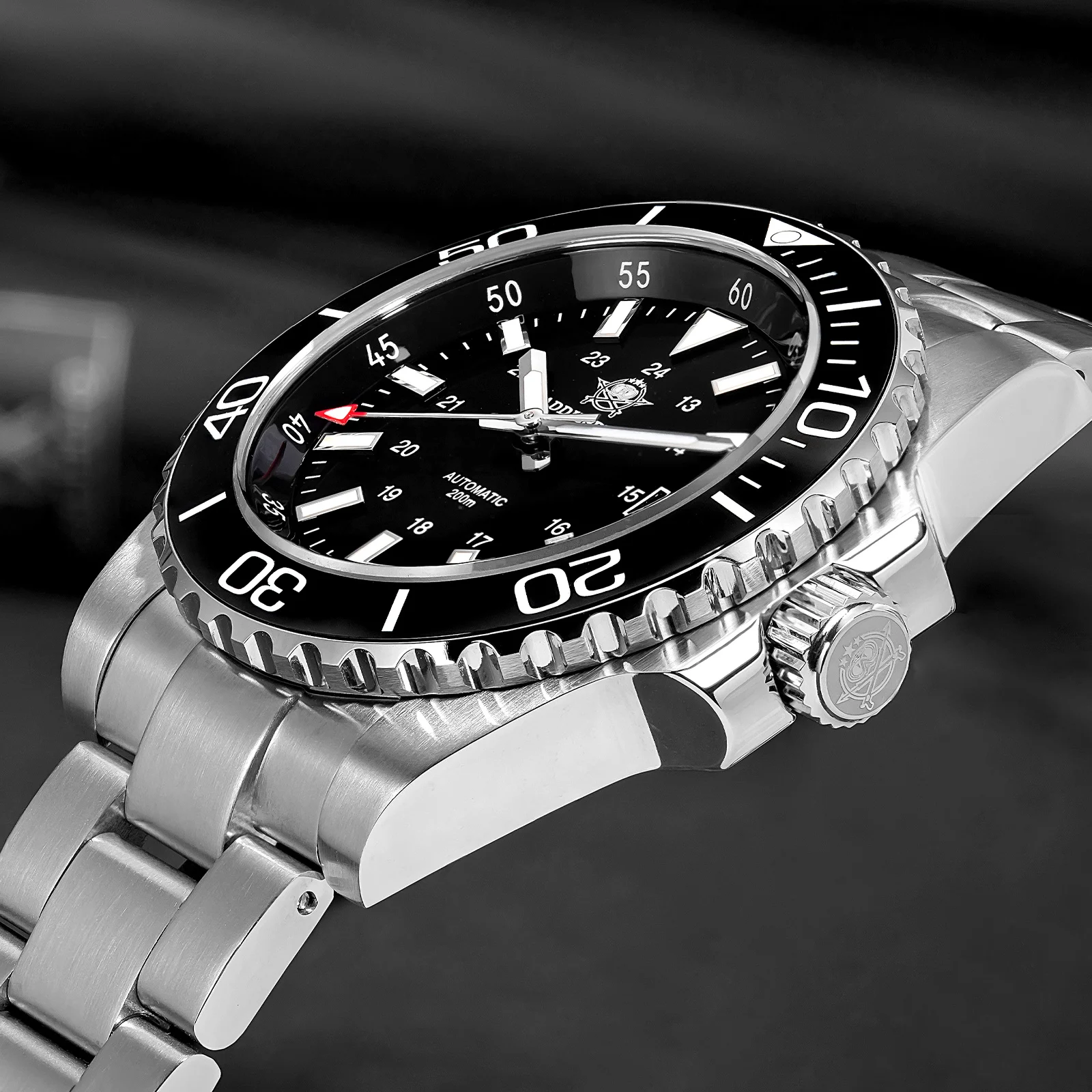 Addiesdive ساعات آلية الياقوت السيراميك الحافة عالية الجودة 200 متر مقاوم للماء غواص ساعة مضيئة ساعة أوتوماتيكية للرجال