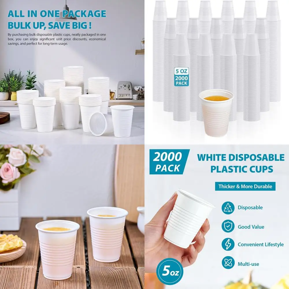 

5 oz Disposable White Plastic Cups, 2000 Pack for Tasting and Drinking