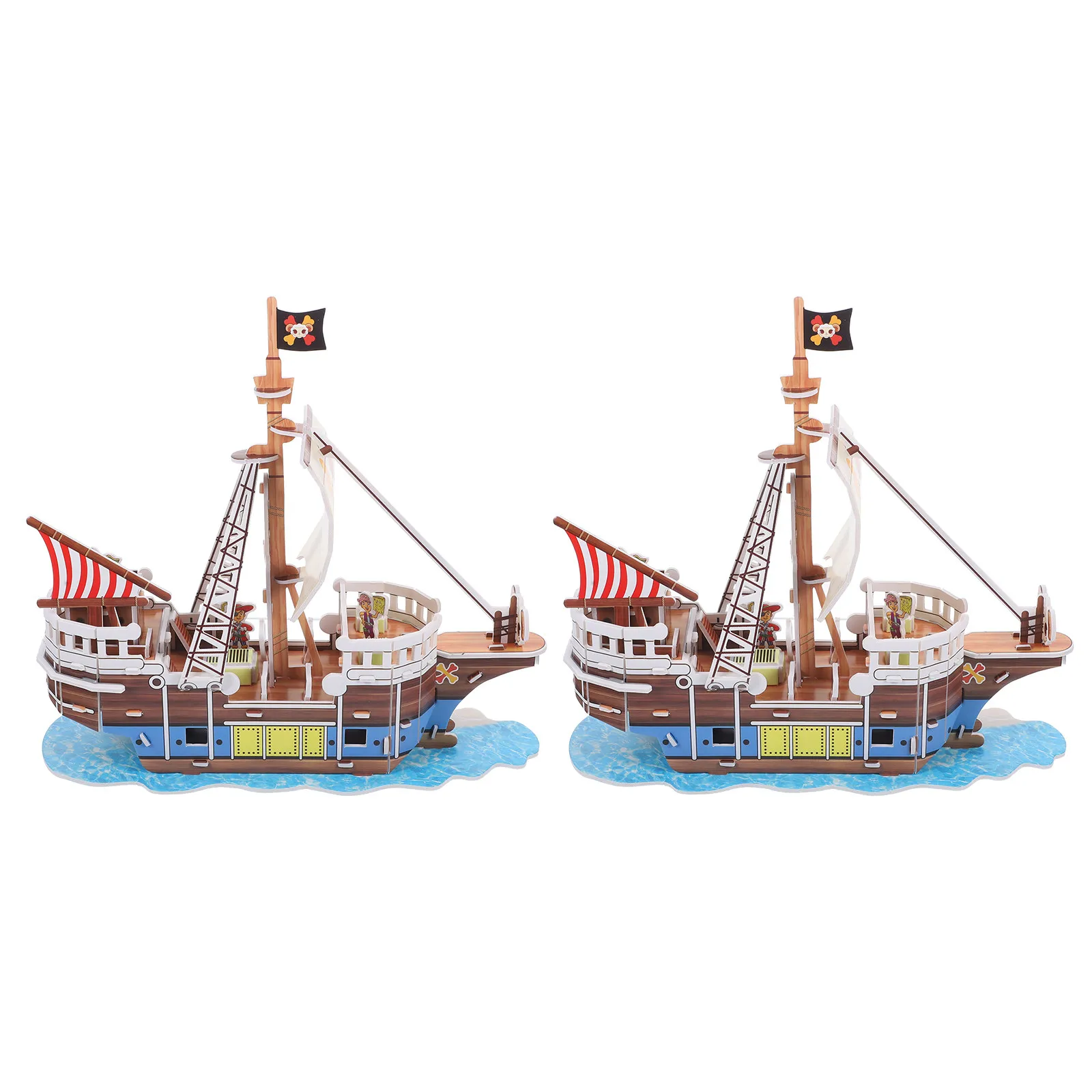 

2 Sets Creative 3D Paper Puzzle Sailboat Kit Pirate Ship Assembly Educational Fun Puzzle for Kids Adults Craft