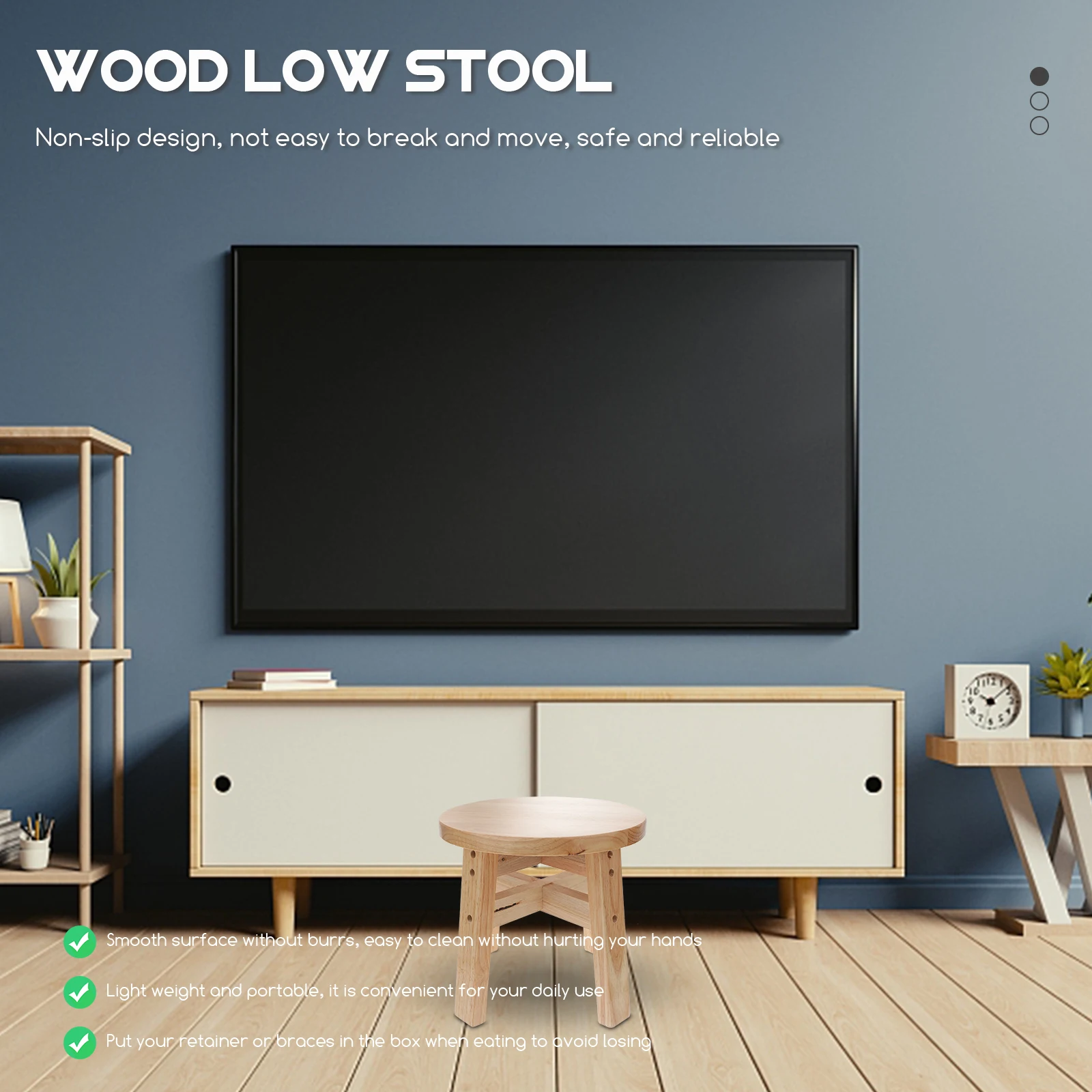

Wooden Stool Home Use Low Anti slip Solid Shoe Changing Hard Material Easy Size Light Weight Safe Reliable
