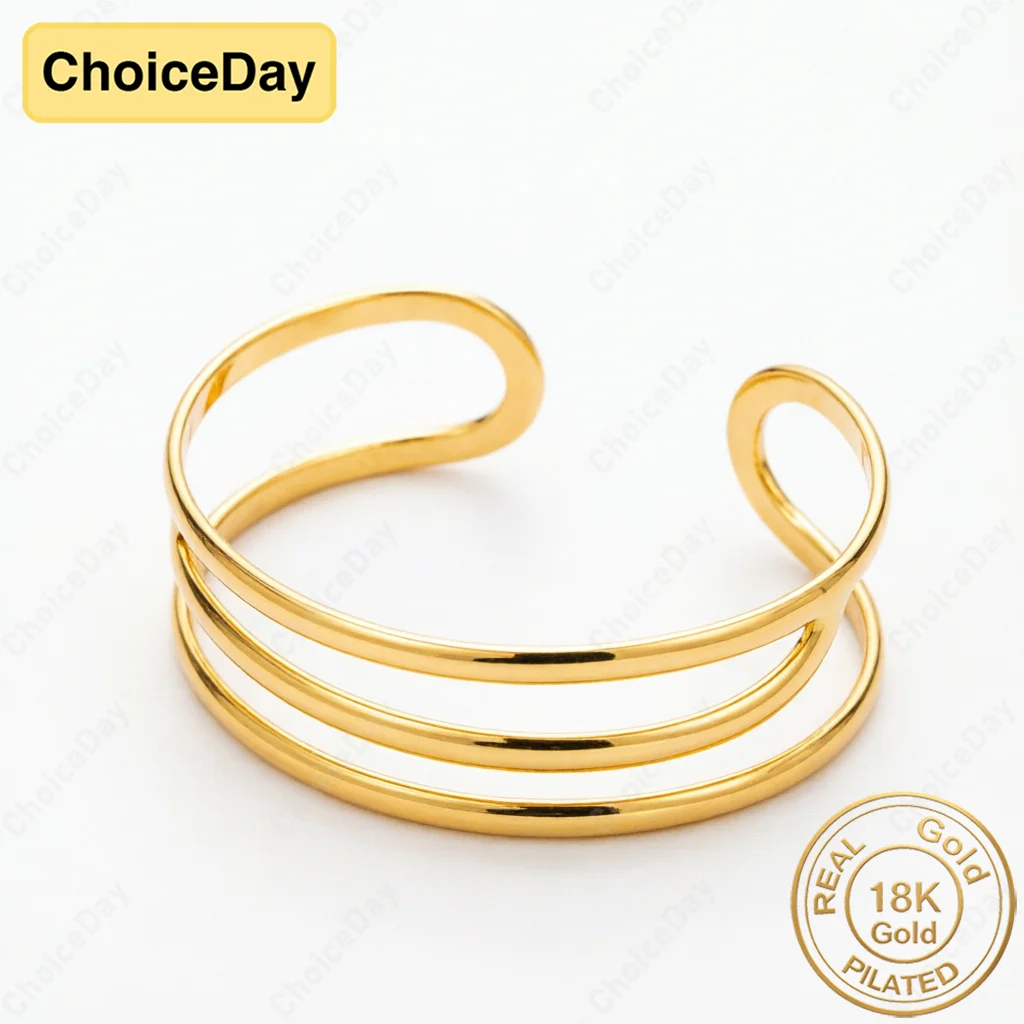 18K Gold Plated Delicate Openwork Bangle Women's Fashionable and Charming Party Gift and Wedding Jewelry