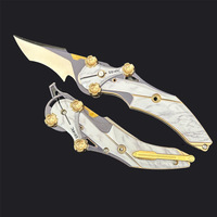 Folding Karambit Training Knife, Delta Alloy CS:GO Mercy Blade Collectible Toy Gift, Non-Sharp Cool Prop