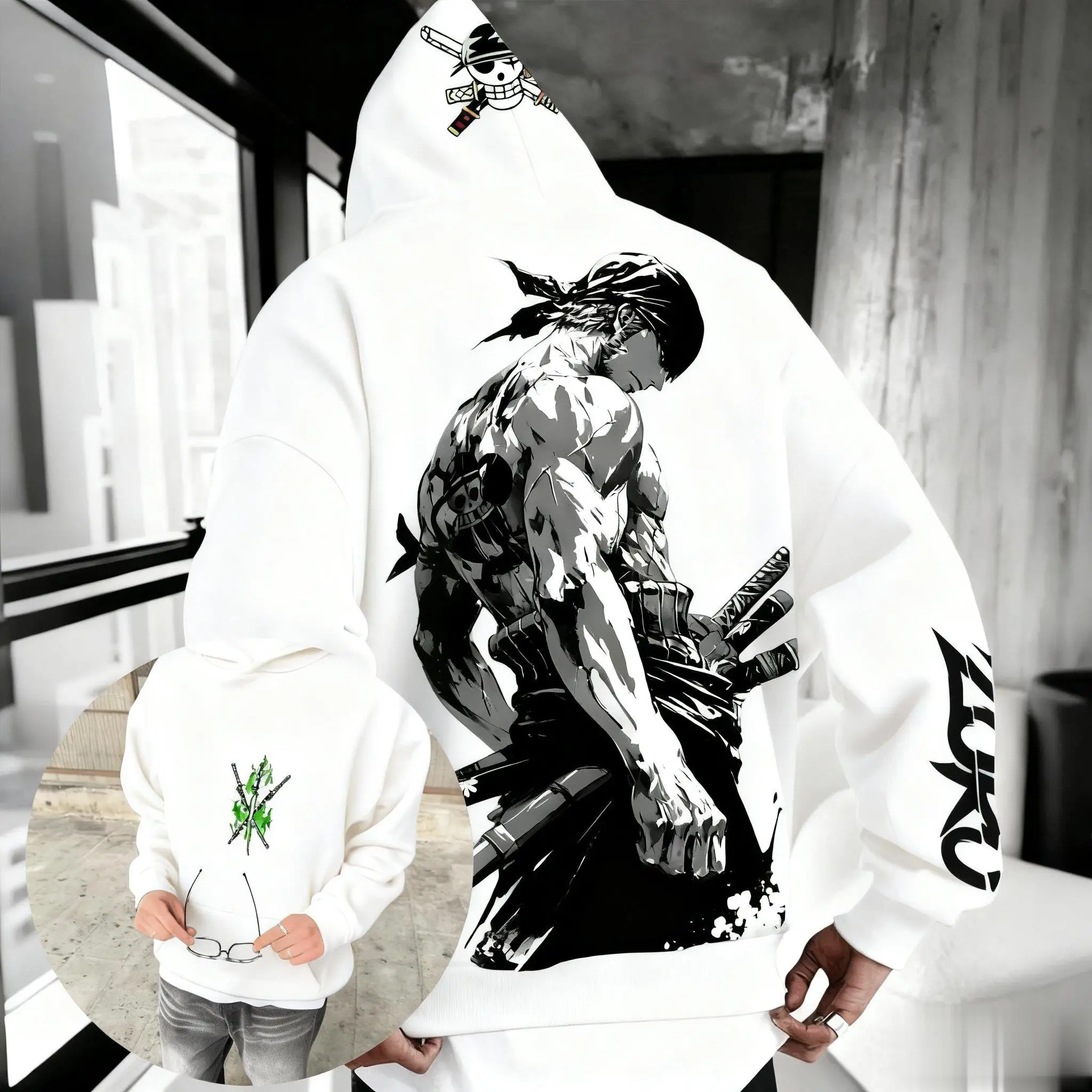 

Unisex One Piece Zoro Anime Hoodie Autumn Winter New Pullover Men Women Streetwear Oversized Loose Casual Y2k Tops Sweatshirt