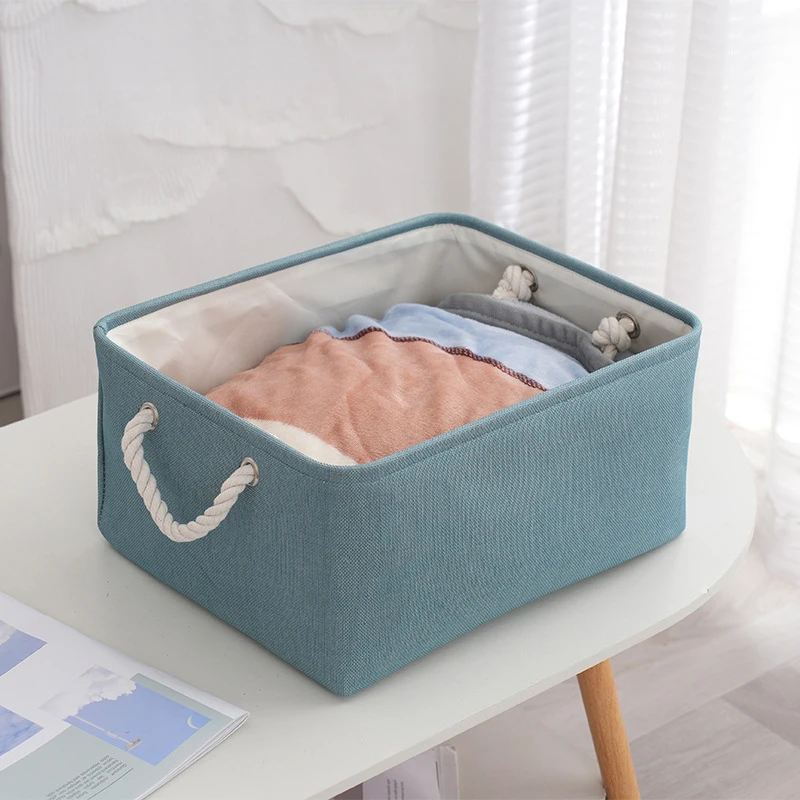 صندوق تخزين قابل للطي بمقابض، منظم كتان، سلة فرز أشتات، ملابس داخلية، جوارب، ألعاب، مستلزمات منزلية