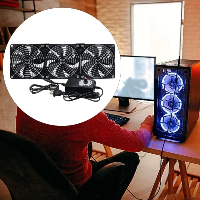 120mm Computer Fan with Plug Big Fans with 100V 240V Speed Controller for Server Cooling Cabinet Ventilation