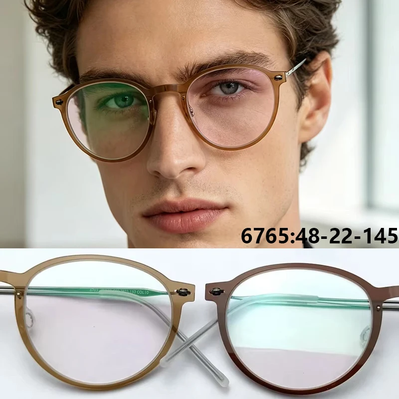 

Denmark Brand 6765 Oval Glasses Frame 4g Titanium Ultralight Screwless Eyeglasses Colorful Fashion Korea Simple Eyewear Gafa INS