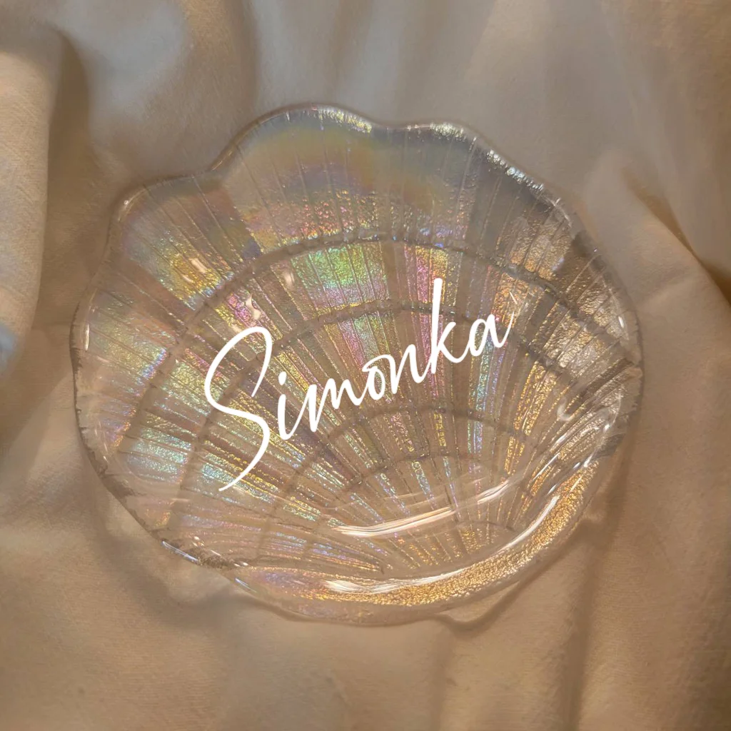Custom Glass Shell Dish Jewelry Tray Manicure Nail Plate, Colorful Show Photo Props Bridesmaid Party Gift Bridal Shower Tray