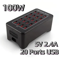 100W Multi USB Fast Charger LED Indicator 20 Ports USB 2.4A Charging Cargador For Phone Tablet iPhone 12 13 14 15 16 17 Samsung