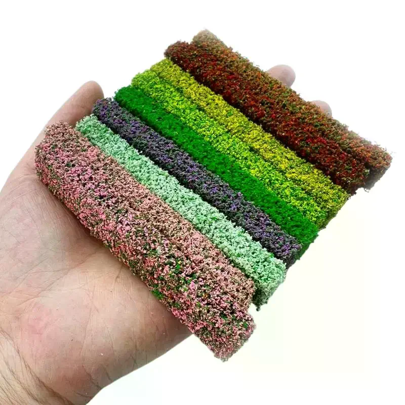 2Pcs Simulation DIY Materials Grass Fence Shrub Strips Green Sand Table Miniature Model For Outdoor Indoor Building Diorama