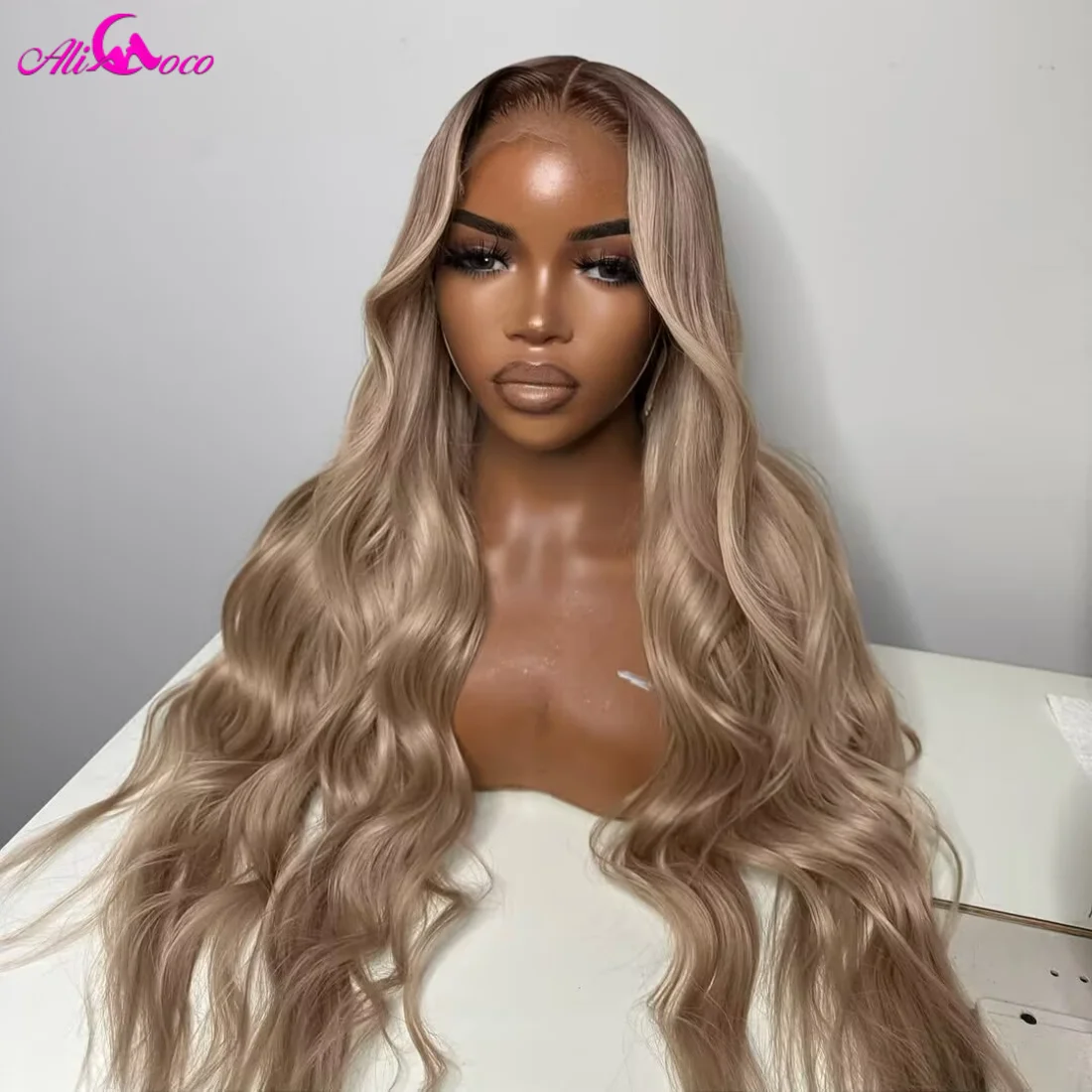 براون الجذر الرماد شعر مستعار أشقر شعر الإنسان 13x6 الدانتيل الشفاف الجبهة الباروكات شعر الإنسان 180 الكثافة قبل قطعها للنساء #4