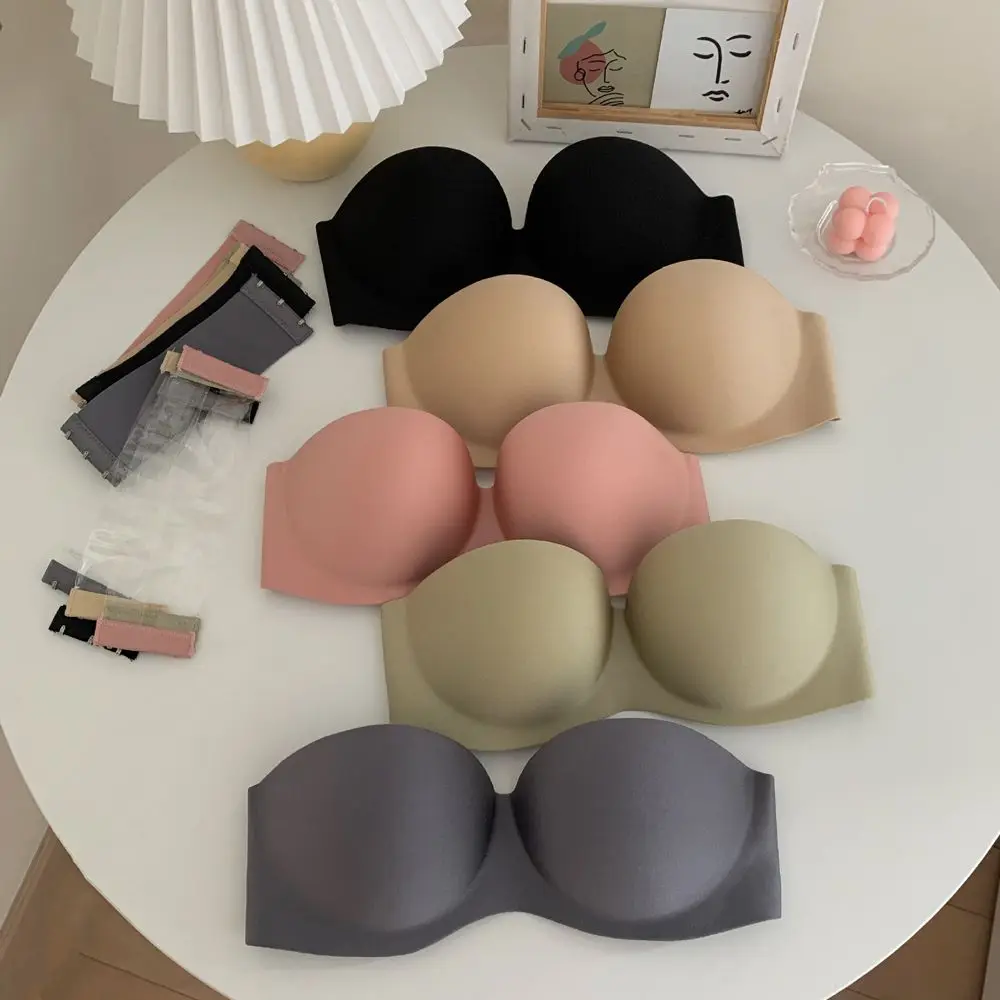 BH Wanita Tanpa Tali, Bralette, Tube Top Half Cup, Tanpa Kawat, Sabuk Ekstensi Beauty Back