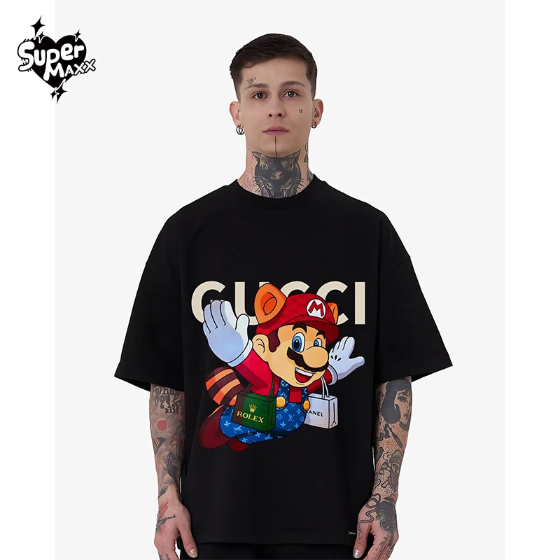 

Hot Style Luxury Brand Mens Women Shirt Summer Cotton Print Streetwear Vintage Oversized Free Shipping Tee Unisex Autumn Winter