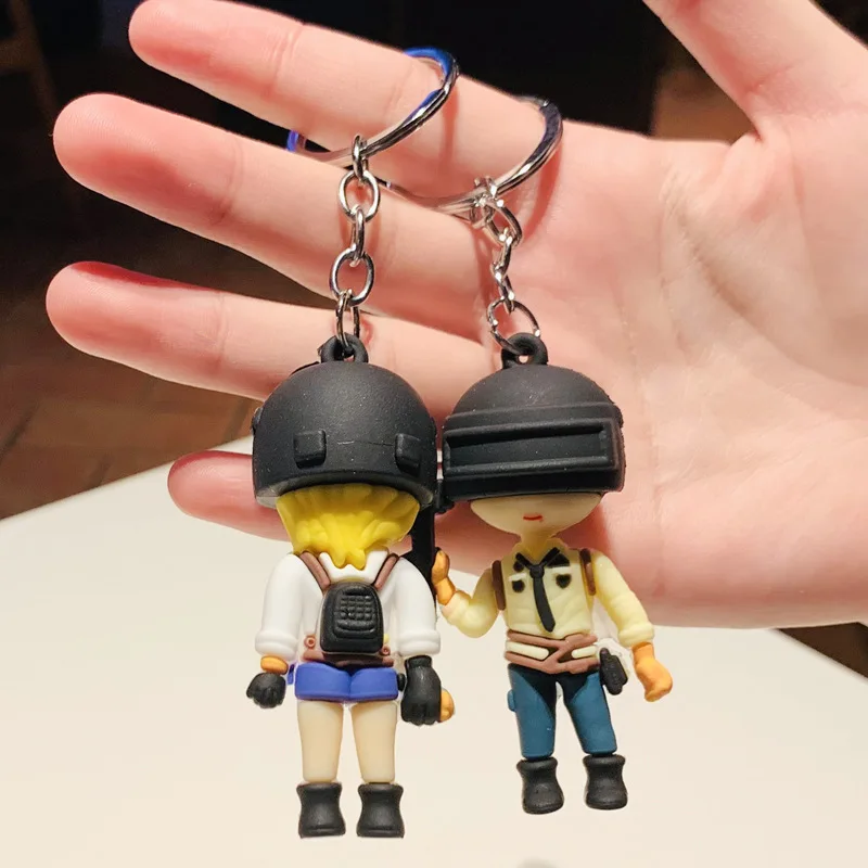 Hot Game Pubg Keychain Eat Chicken Keychains Level 3 Helmet PVC Doll Saucepan Key Holder Fans Battle Grounds Keyring Llaveros