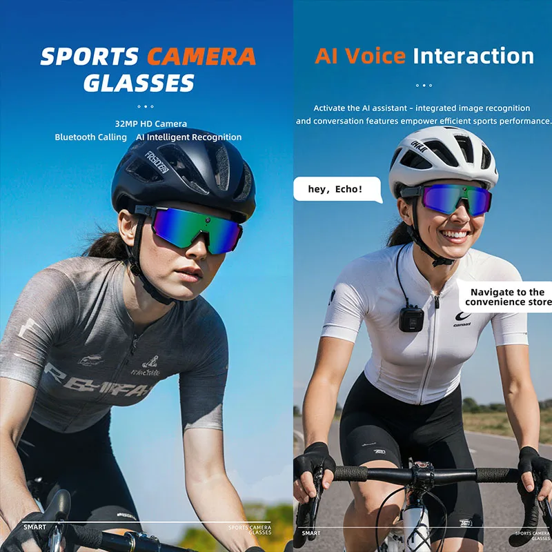 New AI Smart Shooting&recording Glasses with UV PROTECTION HD Video 8MP Camera HD Anti-shake Bicycle Windproof Goggles Men Women