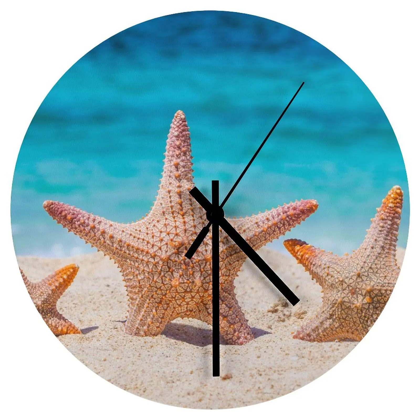 

Workshop Wall Clock Beach Starfish Sea star Clocks 12 inch Mute Fashion Round Creative Patterned Abstract