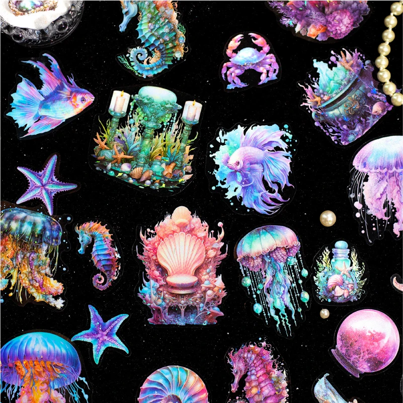 Yoofun 11pcs Mermaid Stickers Fairy Tale Sticker Diary Deep Sea Love Decoration  Background Scrapbooking Labels