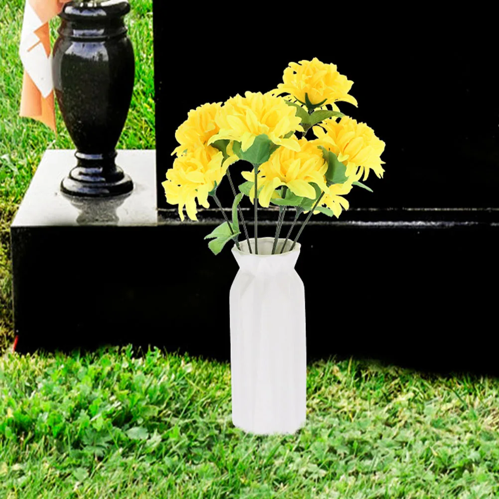 

8pcs 8 Yellow Chrysanthemum Bouquet Fake Cemetery Flowers Artificial Grave DecorationsFlower Arrangement Tomb Headstone Memorial