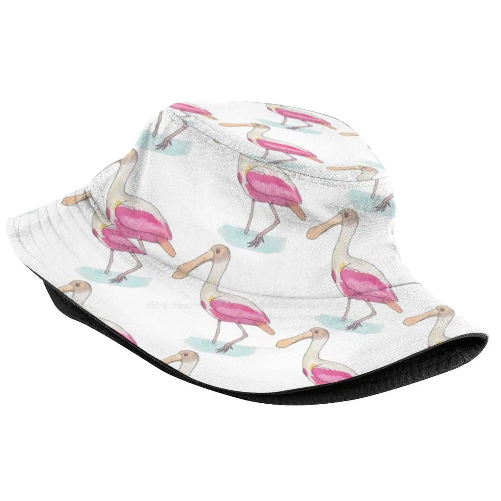 Roseate Spoonbill Bird Species Watercolor Art Sun Cap Fisherman Hat Bucket Hats Roseate Spoonbill Wildlife Birding Wild Birds