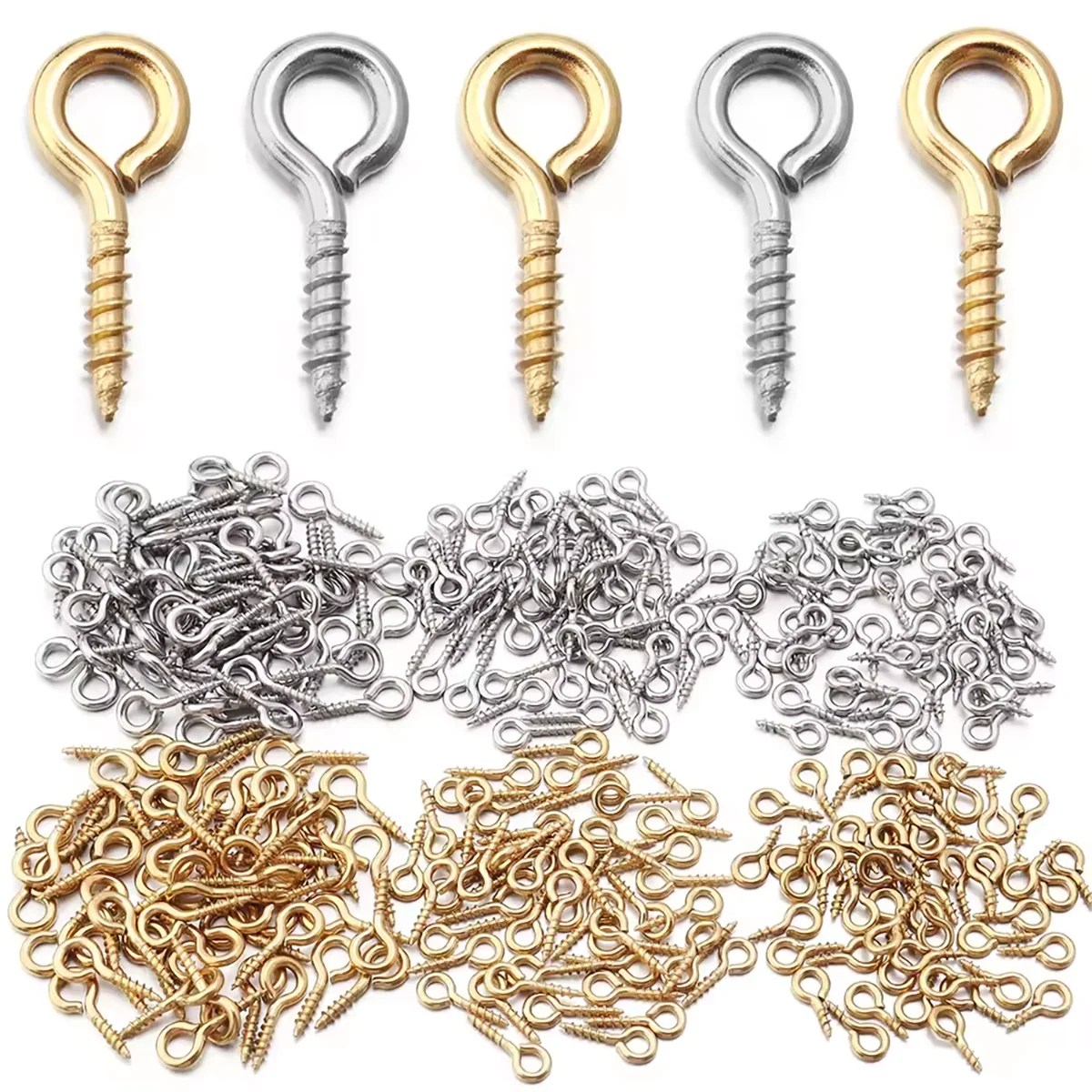 5-50pcs/lot Stainless Steel Mini Eye Pins Eyepin Eyelets Screw Threaded Hooks For Jewelry Making DIY Necklace Pendant Accessory