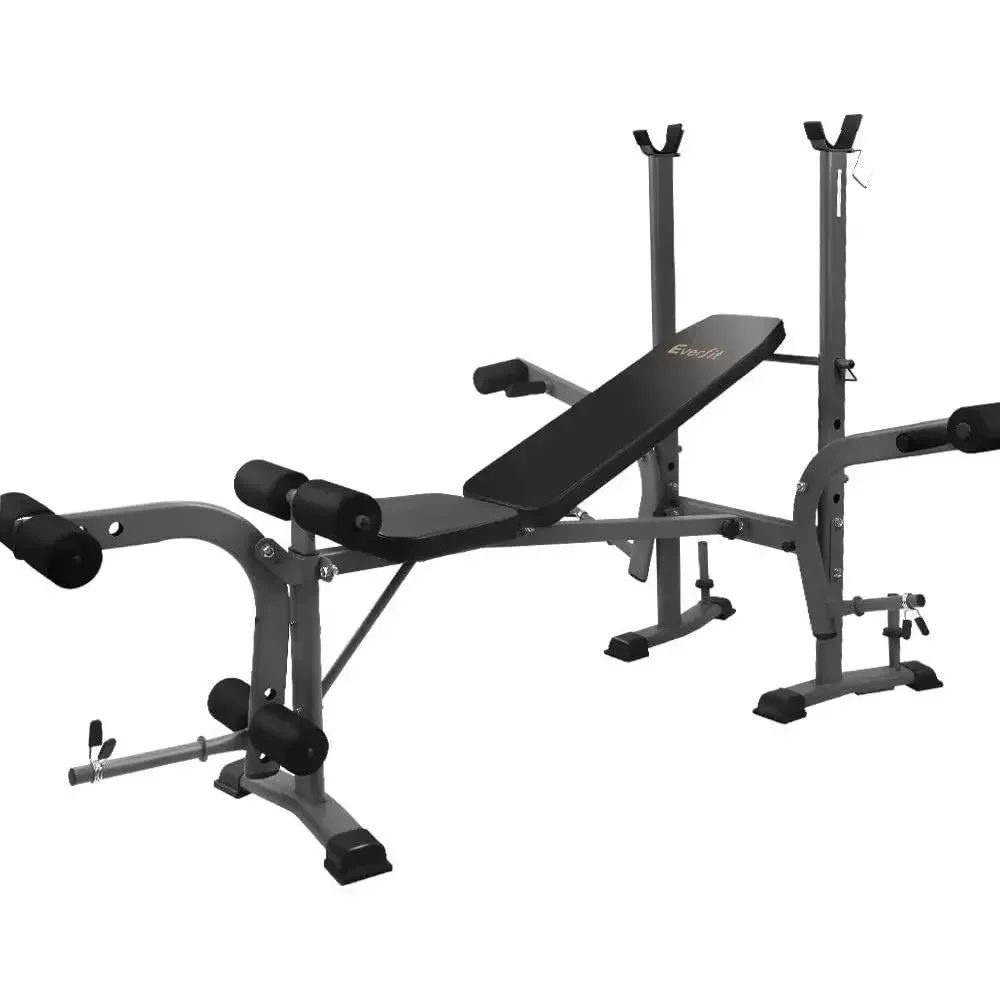 

Multi-Station Home Gym with Adjustable Bench, Row, Leg Extension, and Curl Features