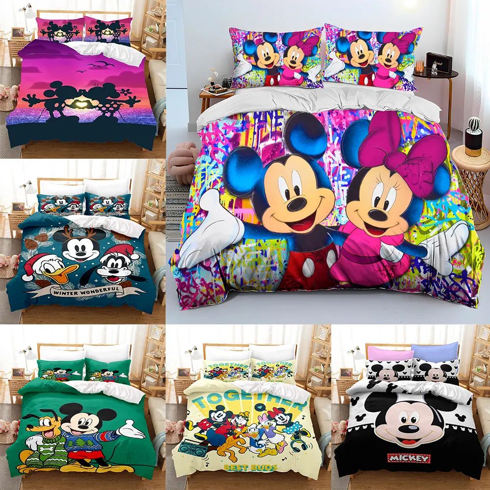 

Minnie Mouse Mickey Mouse Bedding Sets Comforter Quilt Bed Cover Duvet Cover Pillow Case 2-3 Pieces Sets Home Decoration